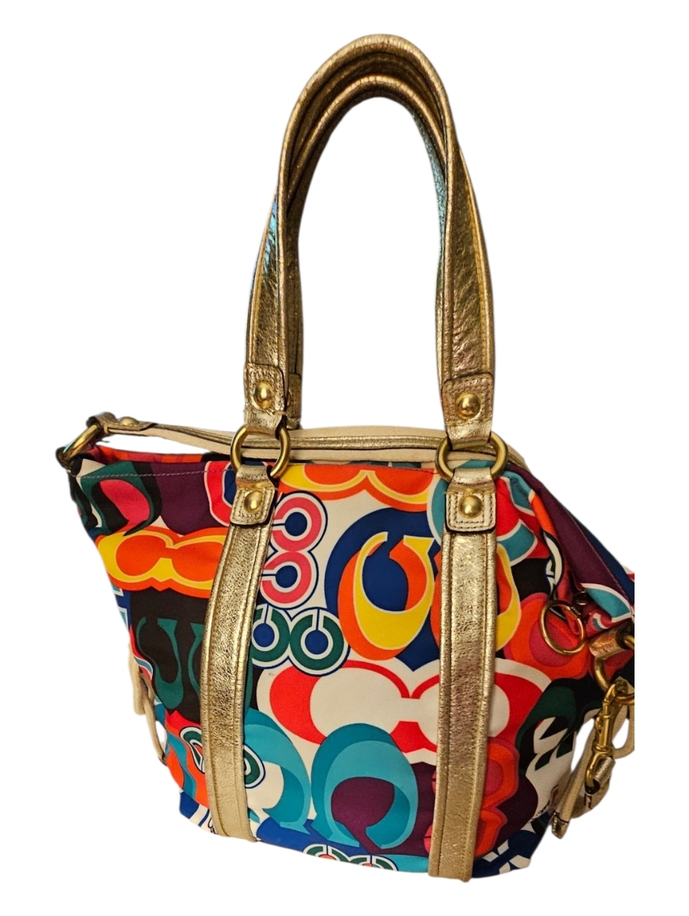 Coach Poppy C Spotlight 2 Way Tote with Gold Metalic Trim 2009 - Picture 3 of 11
